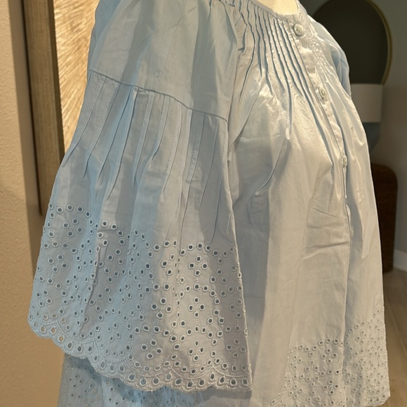 J.Crew light blue eyelit blouse, NWT, Size M - Picture 3 of 6
